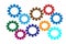 Set of Different Colors of Gears Wheels Vector Icons