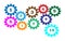 Set of Different Colors of Gears Wheels Vector Icons with Numbers