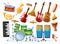 Set of different colourful musical instrument