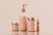 Set Different cosmetic bottles. Pump and floating bottle, liquid soap, shampoo dispenser, dropper. Blank Label. Cream or lotion on