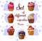 Set of different cupcakes icons