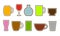 Set of different cups with different drinks - vector