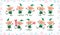 Set of different cute little Santa elves characters isolated.