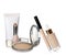 Set with different decorative cosmetics on white. Luxurious makeup products