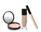 Set with different decorative cosmetics on white. Luxurious makeup products