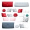 Set of different decorative pillows multi-colored pillow for decoration of interior sofa chairs on white background illustr