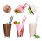 Set with different delicious milk shakes