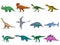 Set of different dinosaurs