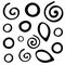 Set of Different Elegant, Curly Swirls, Leaves and Flourishes for Decoration. Hand Drawn Doodle Cartoon Illustration.