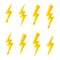 Set of different energy lightning symbol for design on white