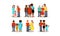 Set With Different Ethnic Families Of Various Ages And Structure Vector Illustration