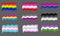 Set of different flags of lgbt community on dark background. Vector illustration of gay pride flag