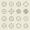 Set of different flat Crosshair sign icons. Vector Illustration