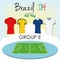 Set Of Different Football Soccer Uniform Shirts