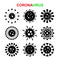 Set of different forms of coronavirus viral cells