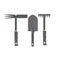 Set different gardening tools various garden equipment rakes and shovel isolated