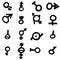 Set of different gender symbols in doodle style. White background isolated  illustration