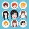 Set of different girls hairstyle collection.