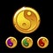 Set of different golden Chinese amulets yin yang.