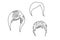 Set of different hairs and hairstyle on white .