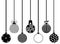 Set of different hanging Christmas decorations