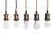 Set of different hanging lamp bulbs with wires