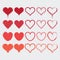 Set of different heart shapes icons in modern red colors