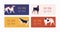 Set of different horizontal web banner of dog show vector flat illustration. Colorful template of event announcement