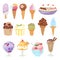 Set of different ice cream isolated on white background cartoon dessert vector illustration