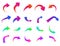 Set of different isolated multicolored arrows