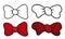 Set with different kinds of bow ties, Vector illustration