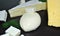 A set of different kinds of cheese - mozzarella, feta, brie, Dutch