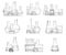 Set of different laboratory glassware on white background