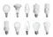 Set of different lamp bulbs