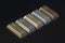 Set of different metal ingots. Gold, silver, aluminum, bronze, copper bullions