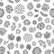 Set of different microorganisms seamless pattern background. Collection of infectious germs, protists, microbes. Bundle