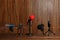 Set of different microphones on table. Journalist`s equipment