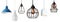 Set of different modern hanging lamps on background. Banner design