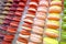 Set of different multi-colored macarons or macaroon cookies