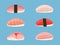 Set of different nigiri sushi vector illustration