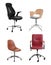 Set of different office chairs on background