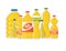 Set of different organic oil in different bottles shapes and sizes vector illustration on white background