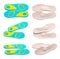 Set with different orthopedic insoles on white background