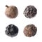 Set of different peppercorns on background