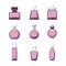 Set of different perfume bottles in vector