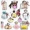 Set of different perfumes. Elegant vector illustration