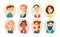 Set different person portrait diverse business team vector flat illustration. Collection of people avatars isolated
