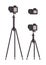 Set of different photo camera objects with screen on high tripod isolated.