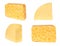 set of different piece of cheese isolated on a white background