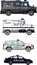 Set of different police cars on white background